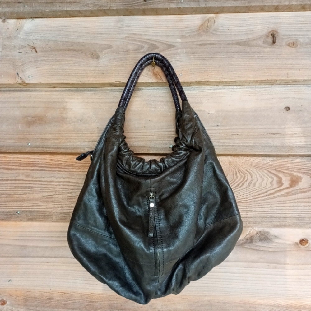 Sondra Roberts Soft Lamb/Cowhide Leather Hobo Bag